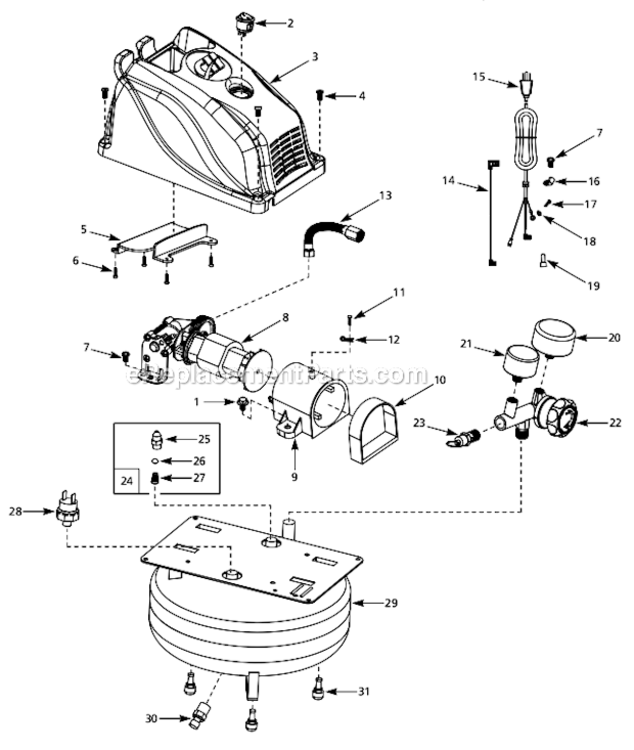 Page A Diagram and Parts List for FP260000AV  Campbell Hausfeld Compressor